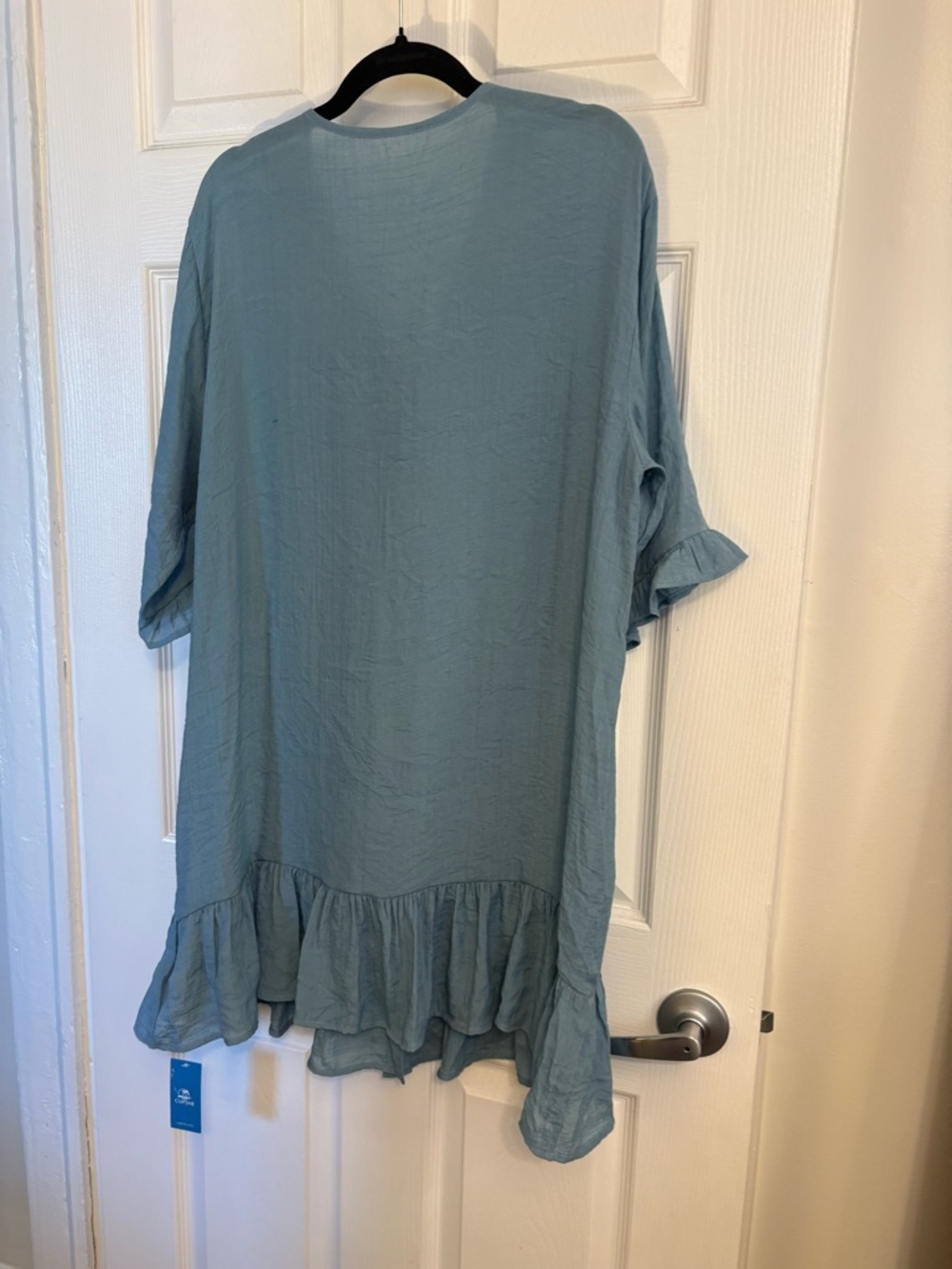 Cupshe Blue Ruffle Hem Cover Up Dress M NWT Button Front Beach Tunic Boho - Picture 7 of 8
